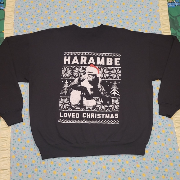 🦍 Harambe 🎄❤️ Christmas Sweater ❄️ Sweatshirt Large 🎅 Gorilla Animal Monkey - Picture 5 of 9